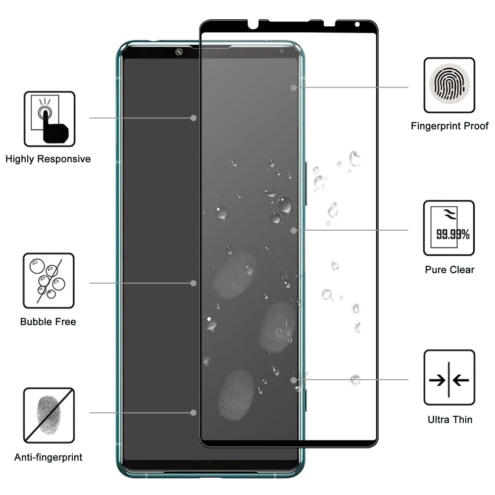 Sony Xperia 5 IV Full-cover Gehard Glas Screenprotector Zwart