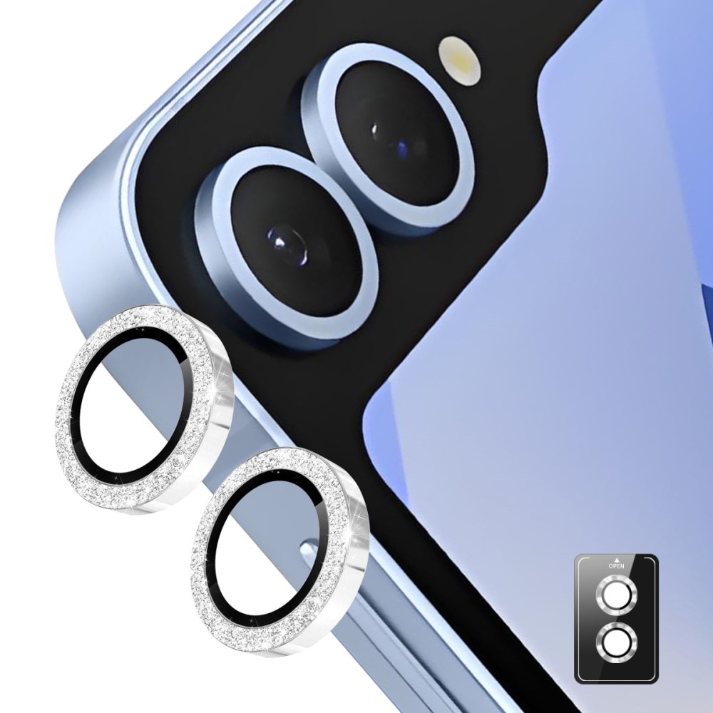 Gehard Glas Camera Protector Aluminium Schitteren Samsung Galaxy Z Flip 7 Zilver
