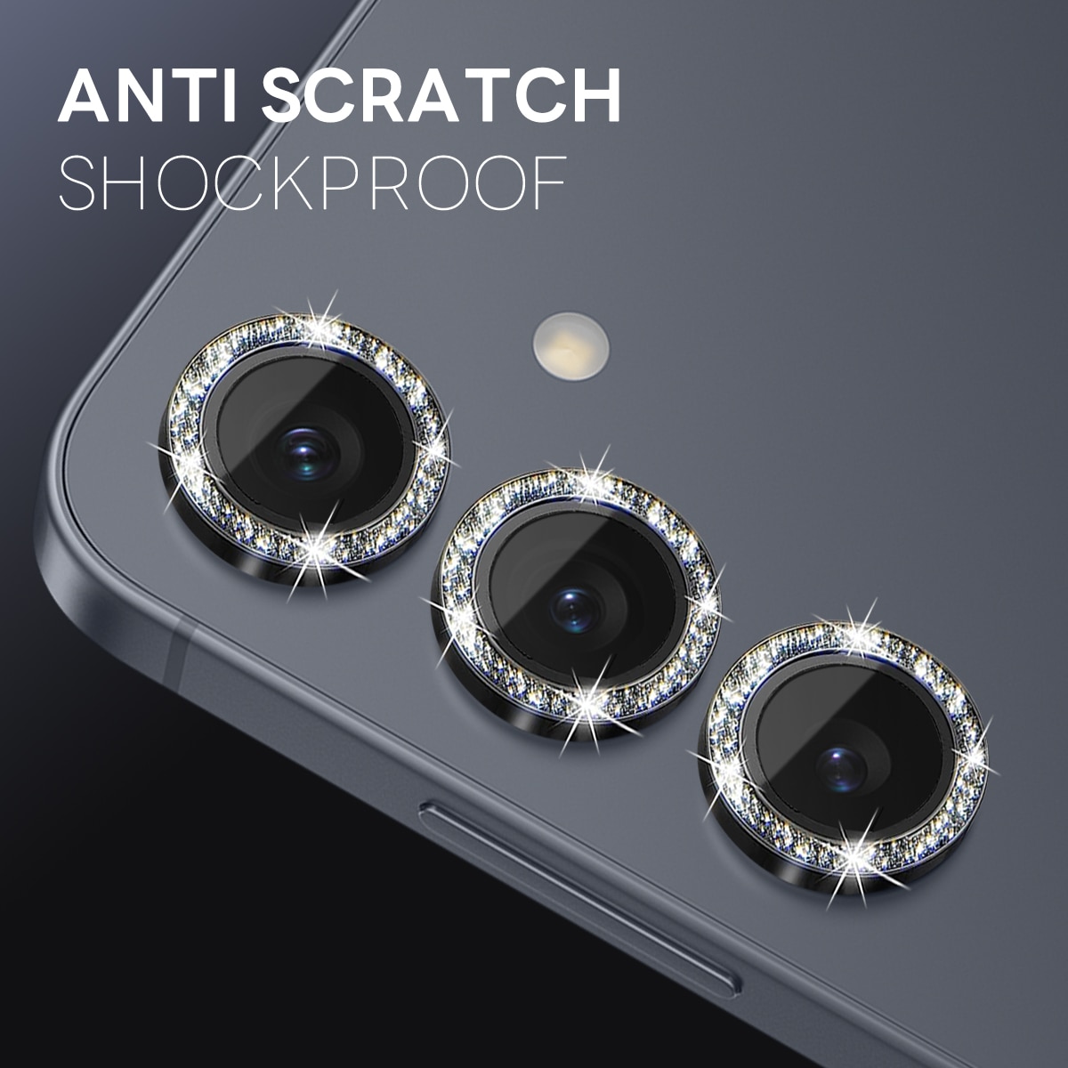 Samsung Galaxy S25 Camera Protector Gehard Glas Schitteren Zwart