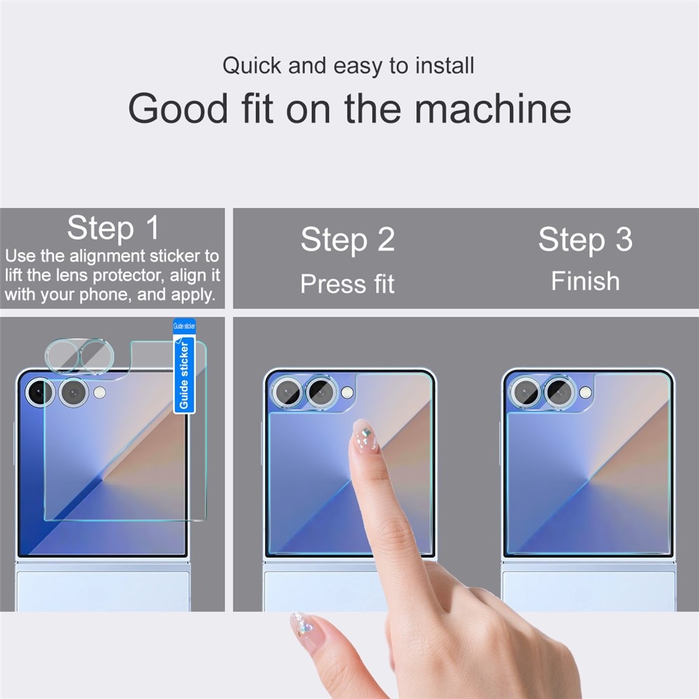 Gehard Glas Camera Protector + Screenprotector Voorkant Samsung Galaxy Z Flip 7 Transparant