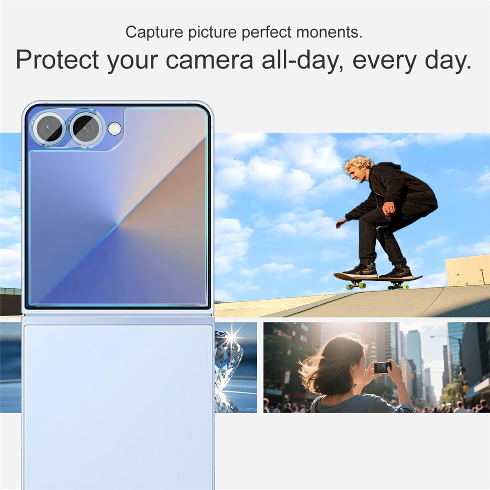 Gehard Glas Camera Protector + Screenprotector Voorkant Samsung Galaxy Z Flip 7 Transparant
