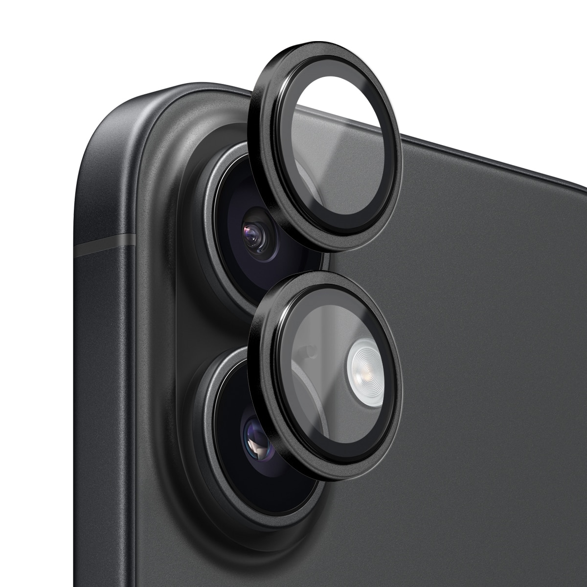 iPhone 17 Camera Protector Gehard Glas Aluminium Zwart