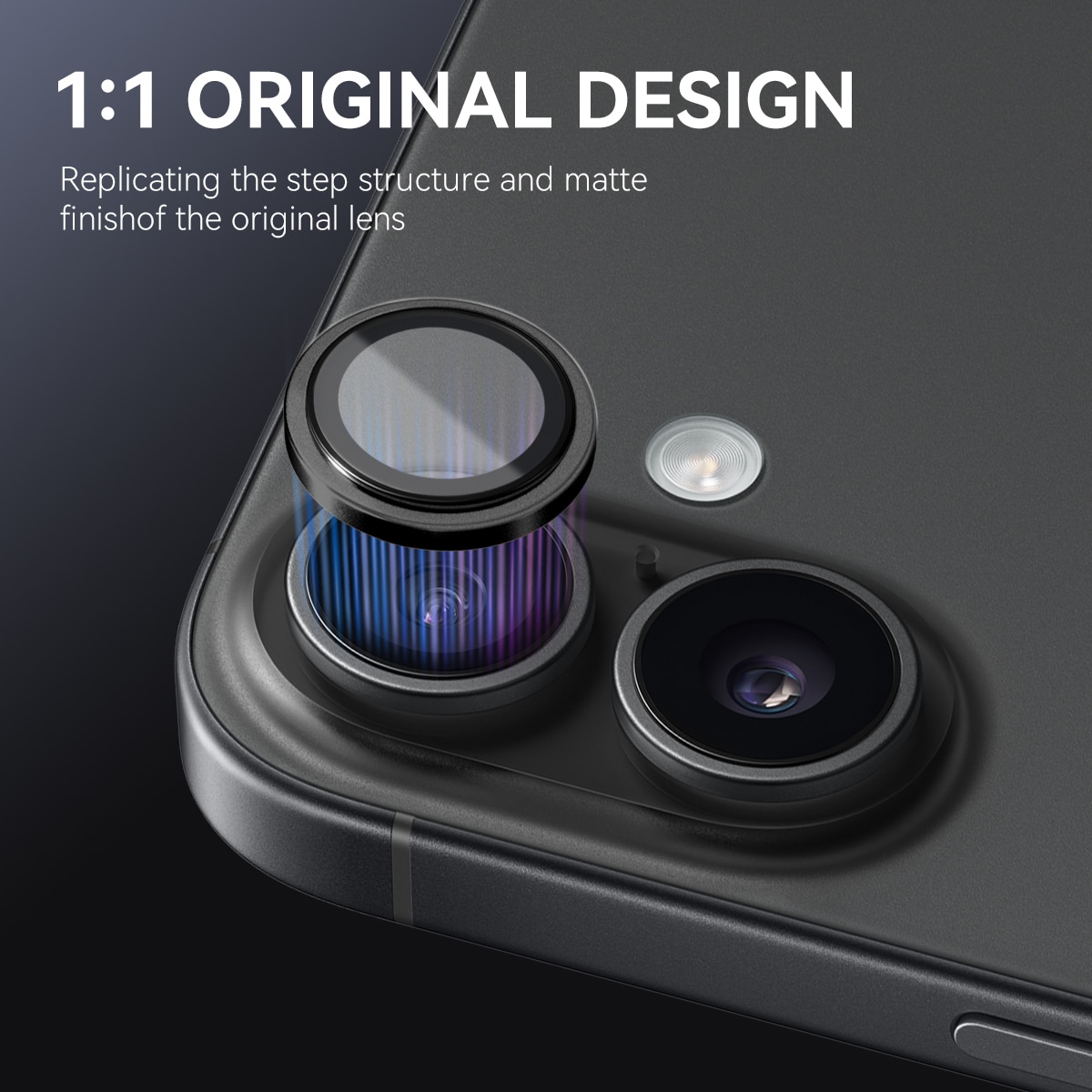 iPhone 17 Camera Protector Gehard Glas Aluminium Zwart