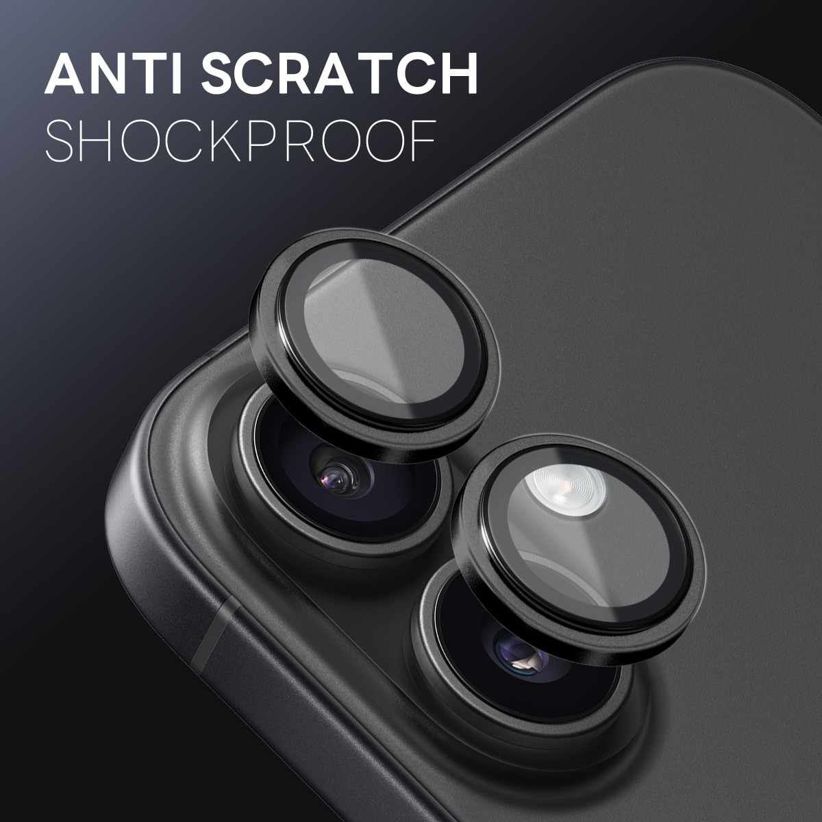 iPhone 17 Camera Protector Gehard Glas Aluminium Zwart