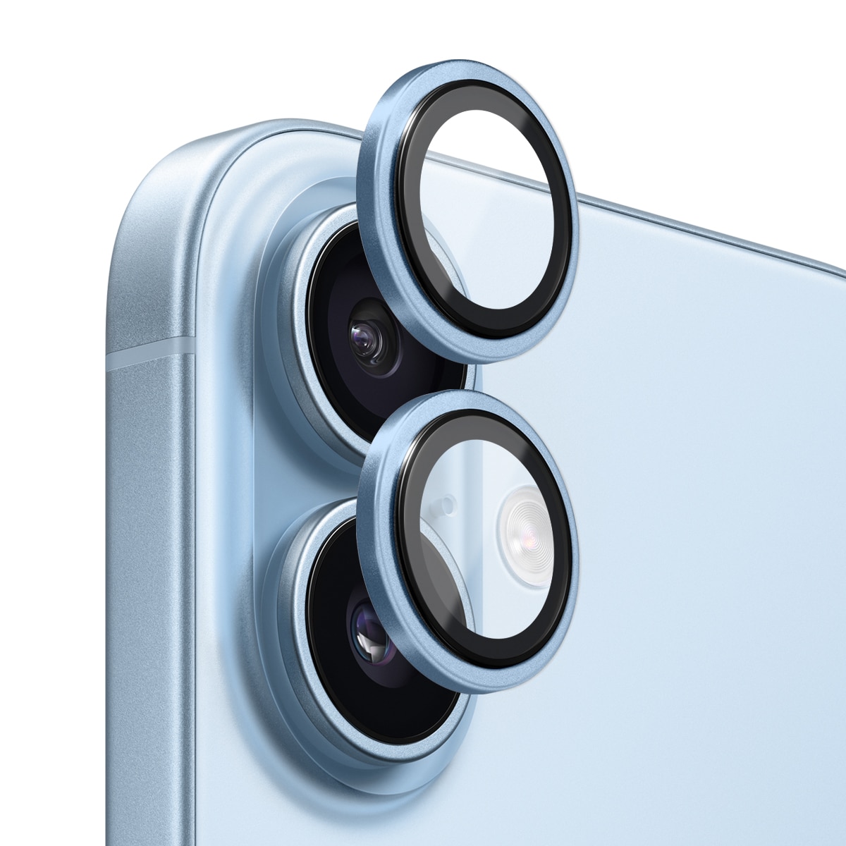iPhone 17 Camera Protector Gehard Glas Aluminium Blauw