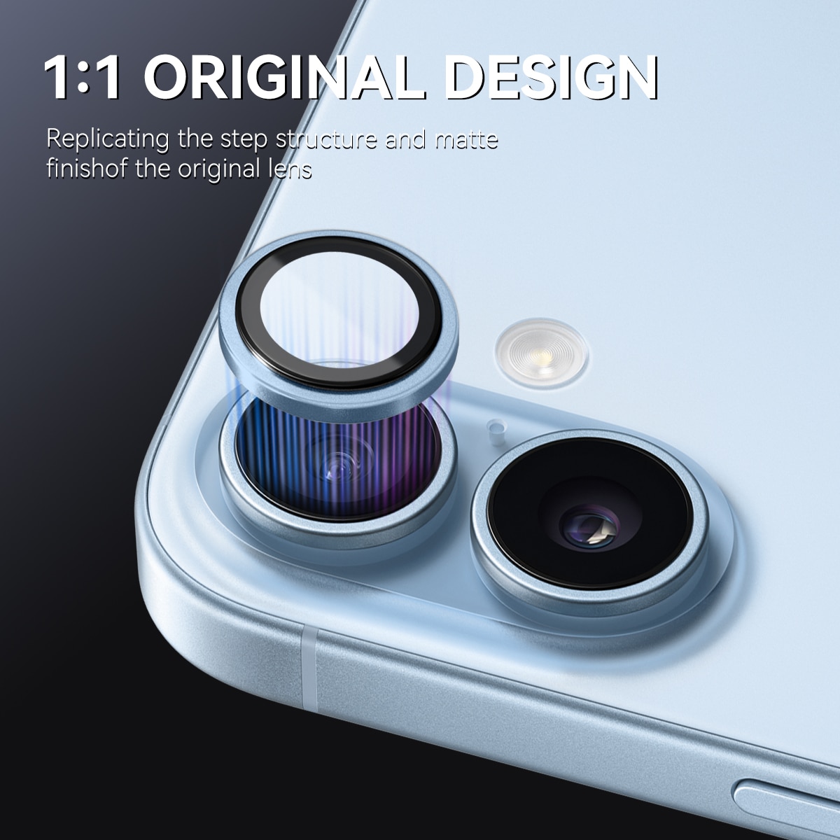 iPhone 17 Camera Protector Gehard Glas Aluminium Blauw