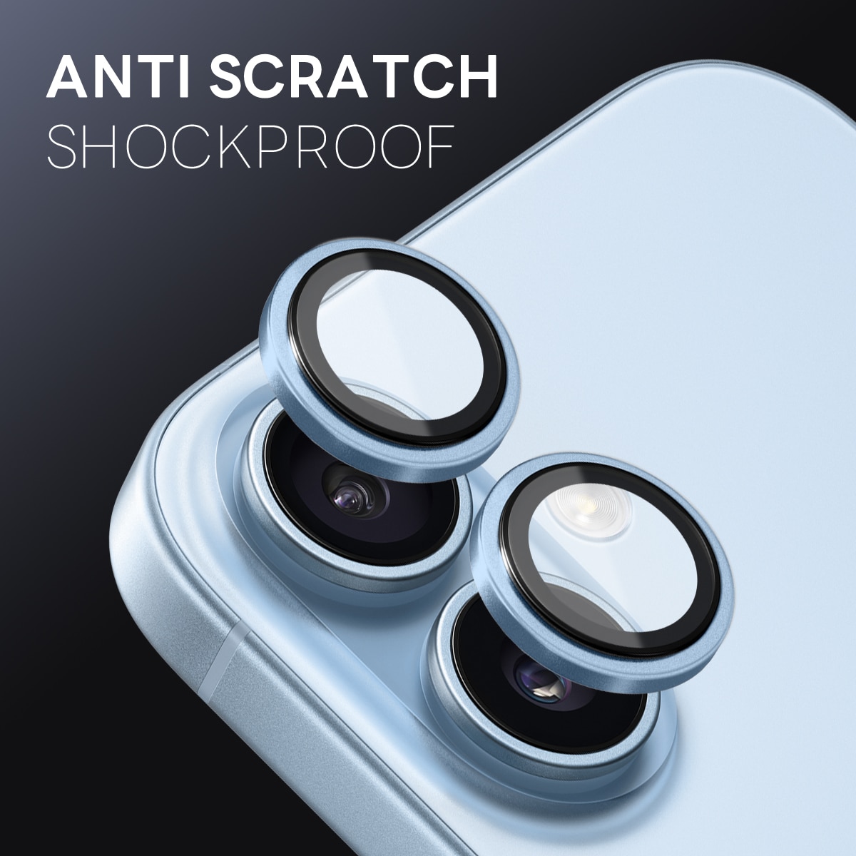 iPhone 17 Camera Protector Gehard Glas Aluminium Blauw