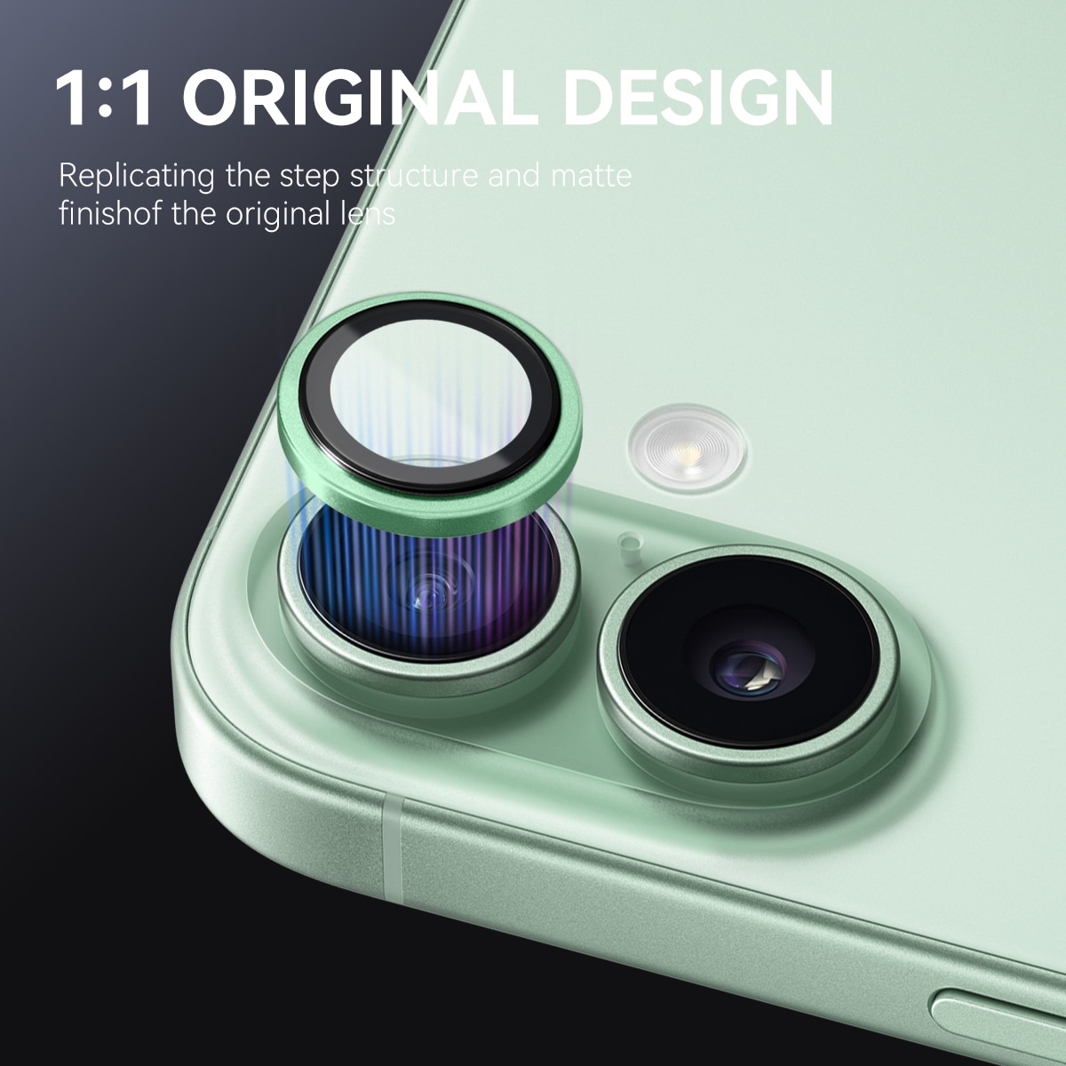 iPhone 17 Camera Protector Gehard Glas Aluminium Groen
