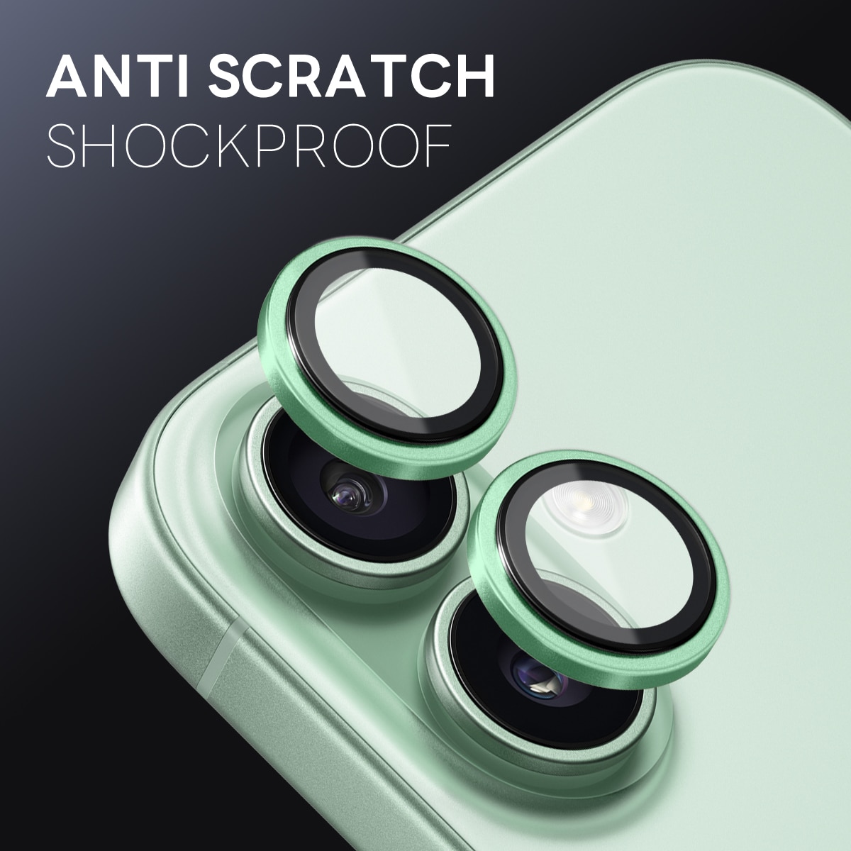 iPhone 17 Camera Protector Gehard Glas Aluminium Groen