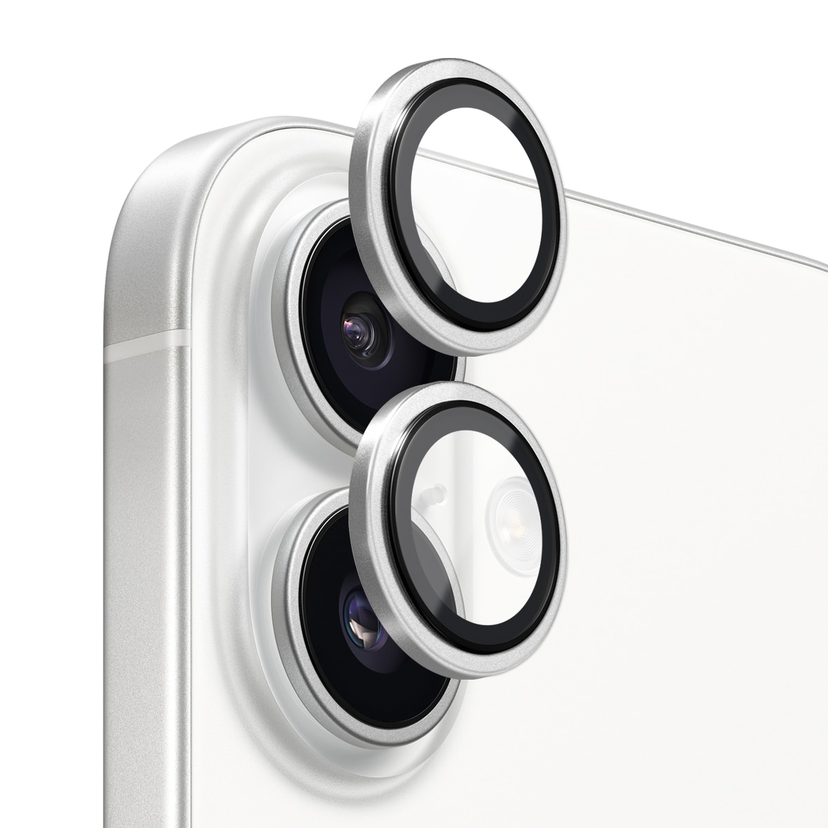 iPhone 17 Camera Protector Gehard Glas Aluminium Zilver