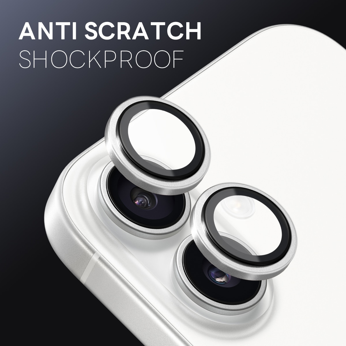 iPhone 17 Camera Protector Gehard Glas Aluminium Zilver