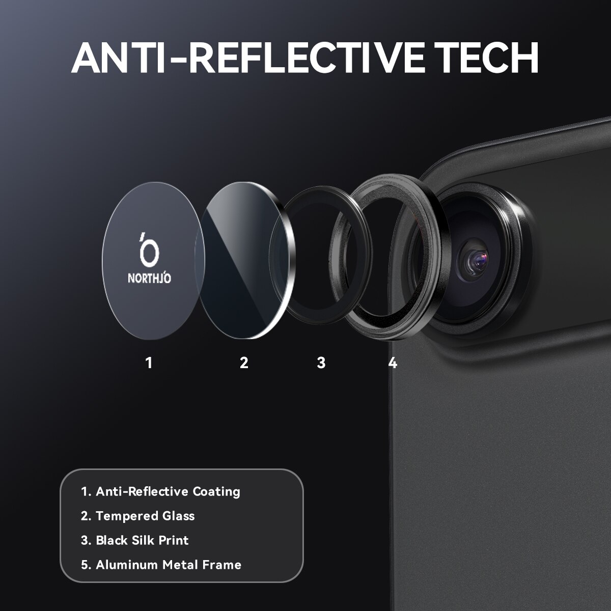 iPhone 17 Air Camera Protector Gehard Glas Aluminium Zwart