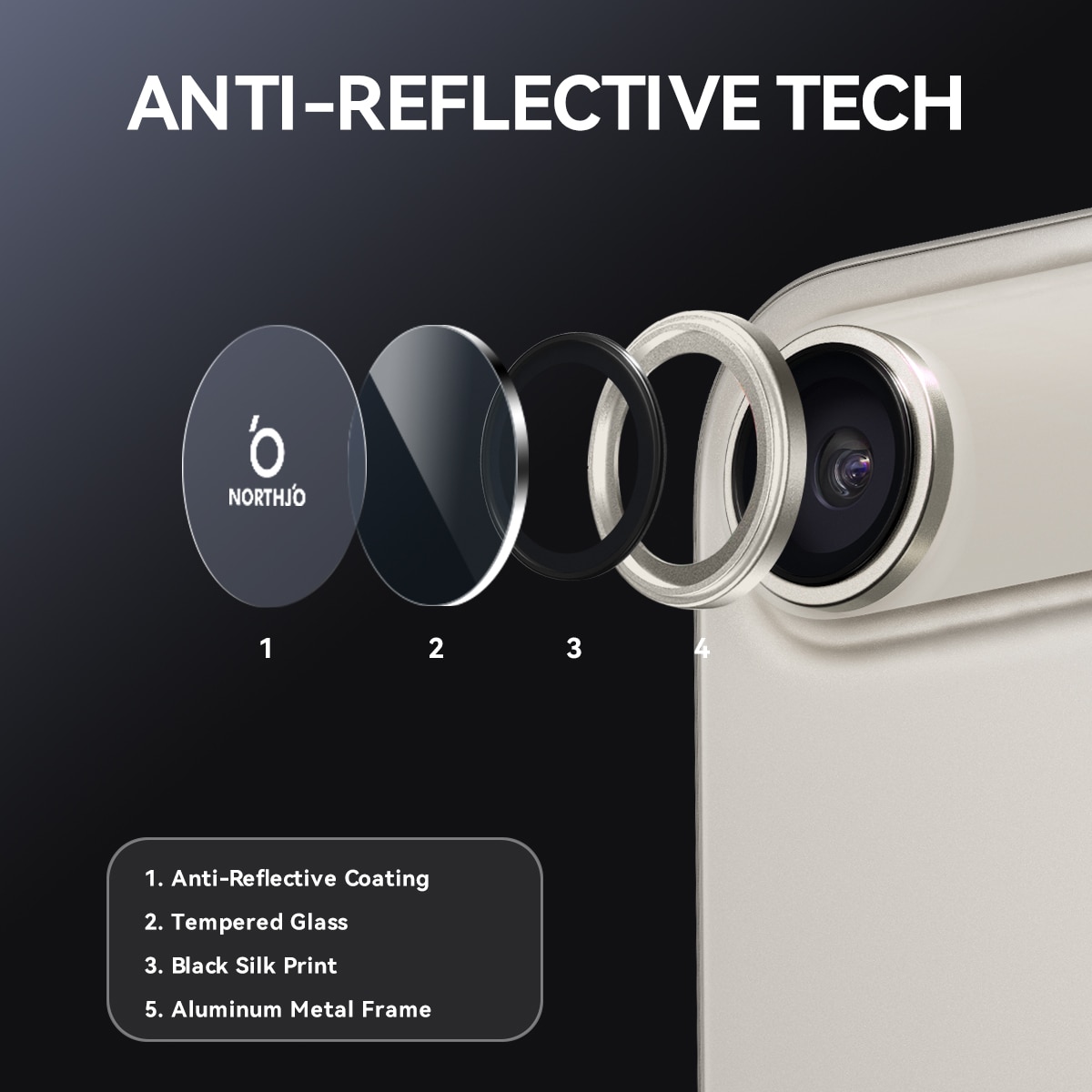 iPhone 17 Air Camera Protector Gehard Glas Aluminium Grijs