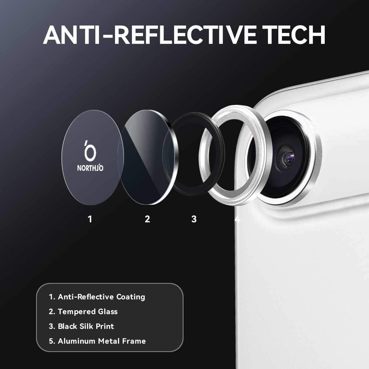 iPhone 17 Air Camera Protector Gehard Glas Aluminium Zilver