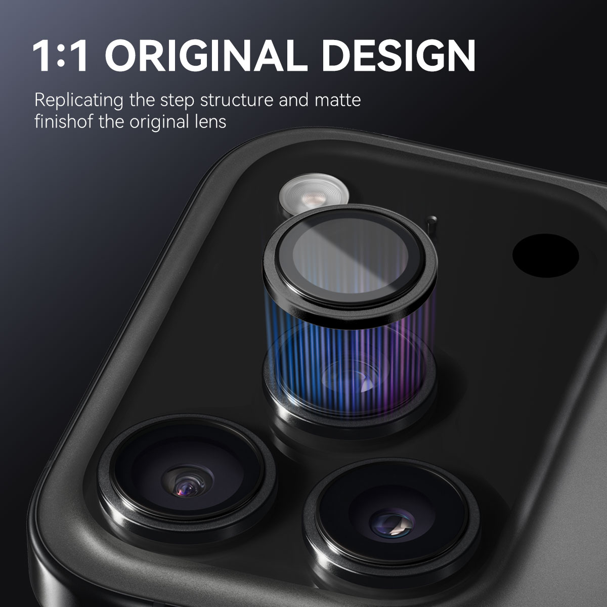 iPhone 17 Pro Camera Protector Gehard Glas Aluminium Zwart