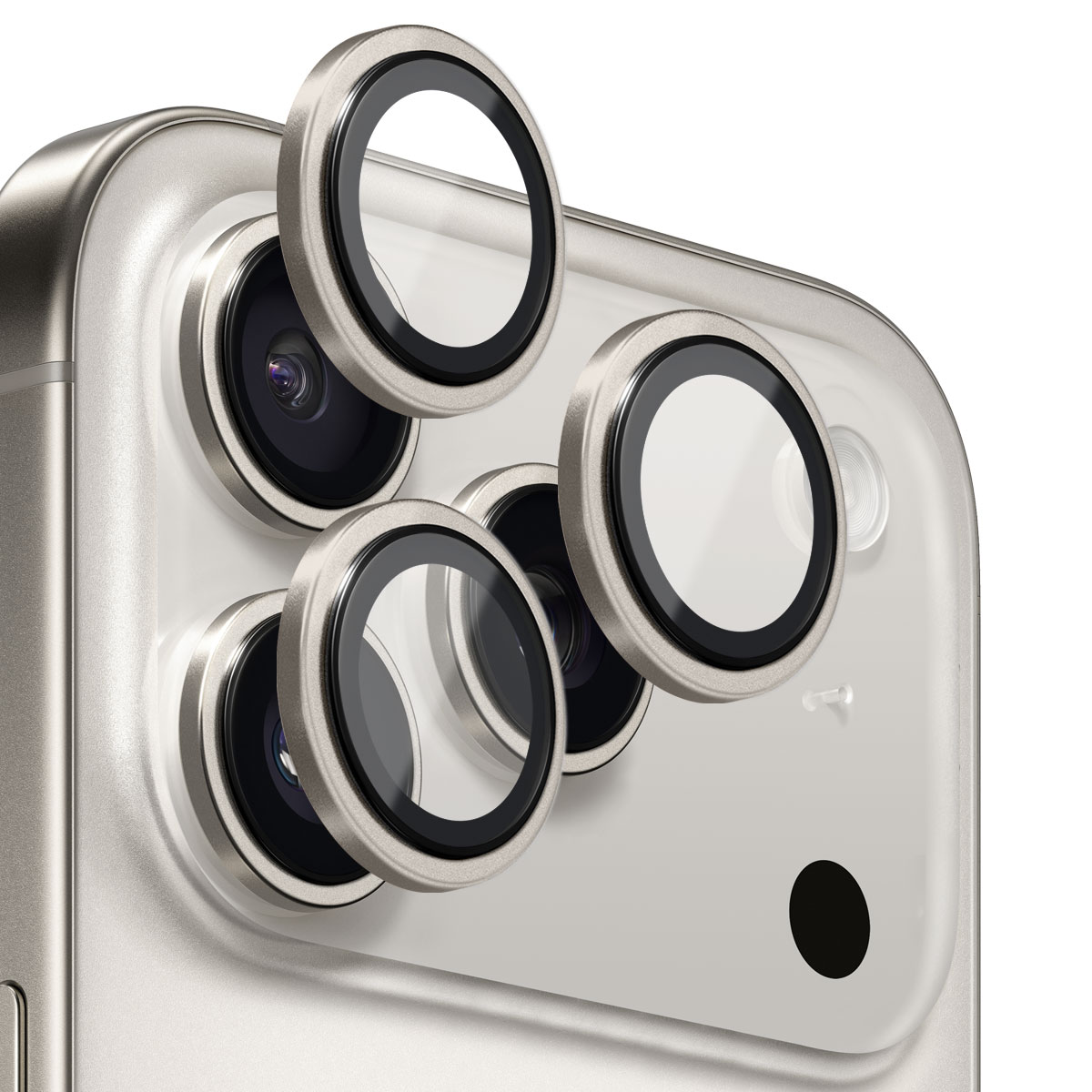 iPhone 17 Pro Camera Protector Gehard Glas Aluminium Grijs