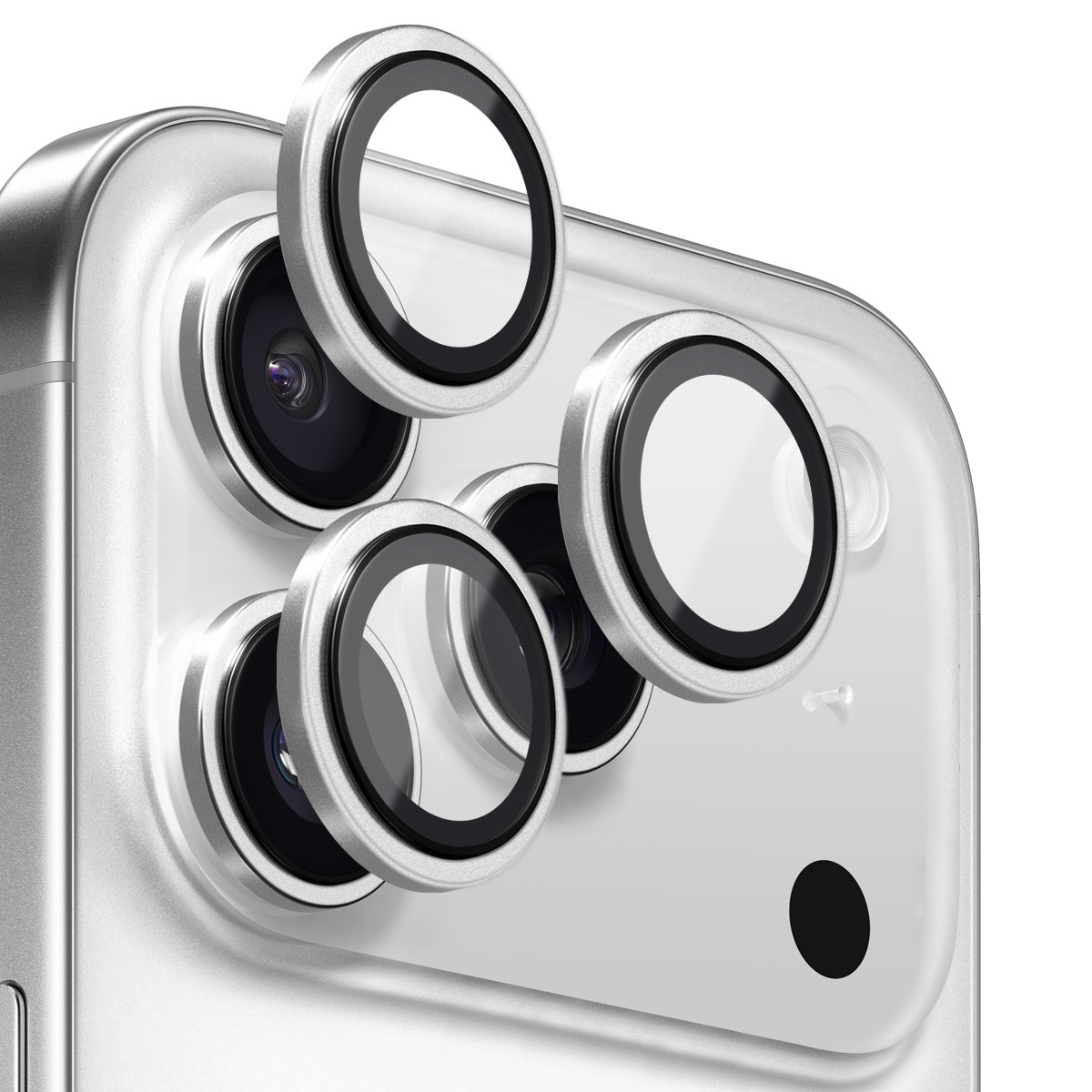 iPhone 17 Pro Camera Protector Gehard Glas Aluminium Zilver