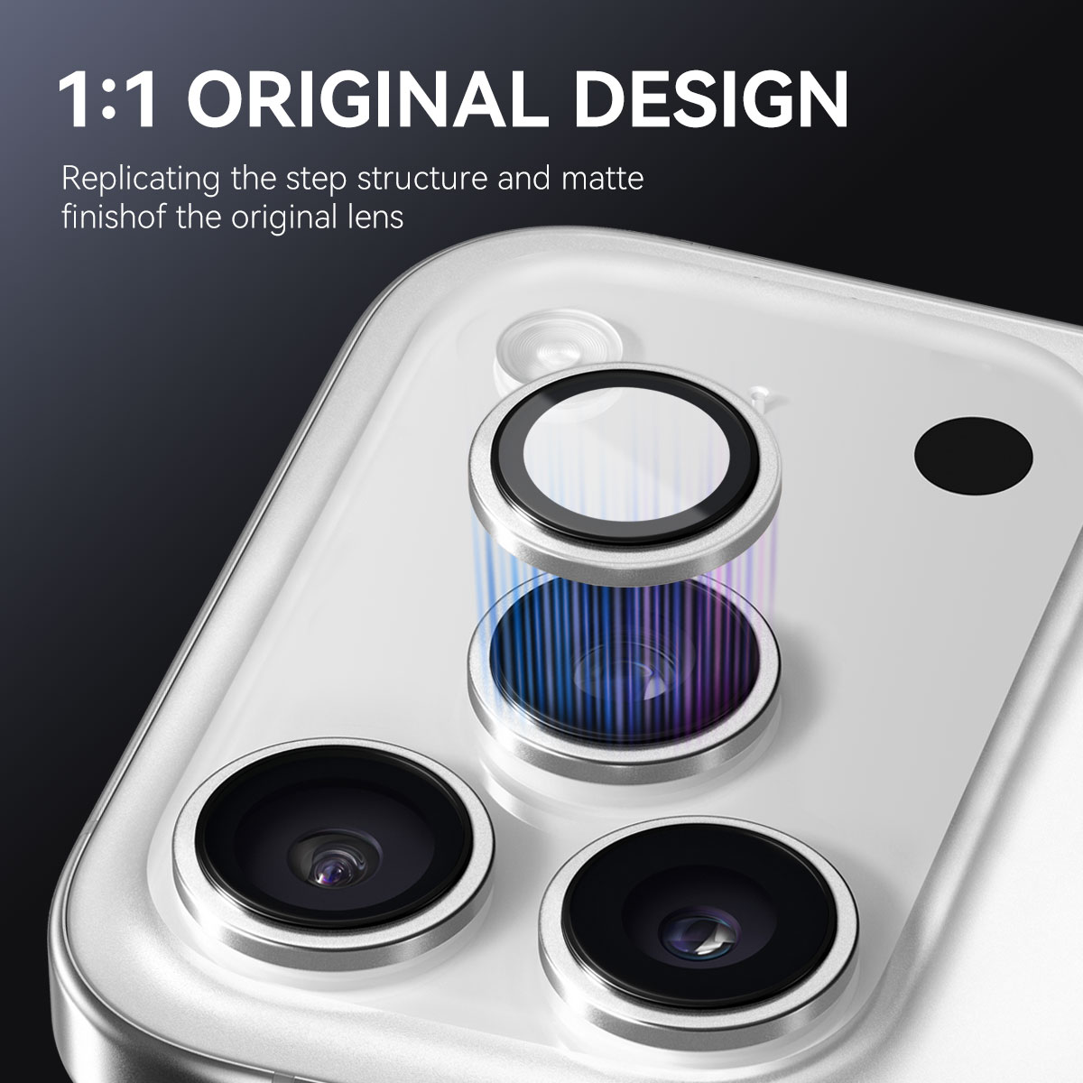 iPhone 17 Pro Max Camera Protector Gehard Glas Aluminium Zilver
