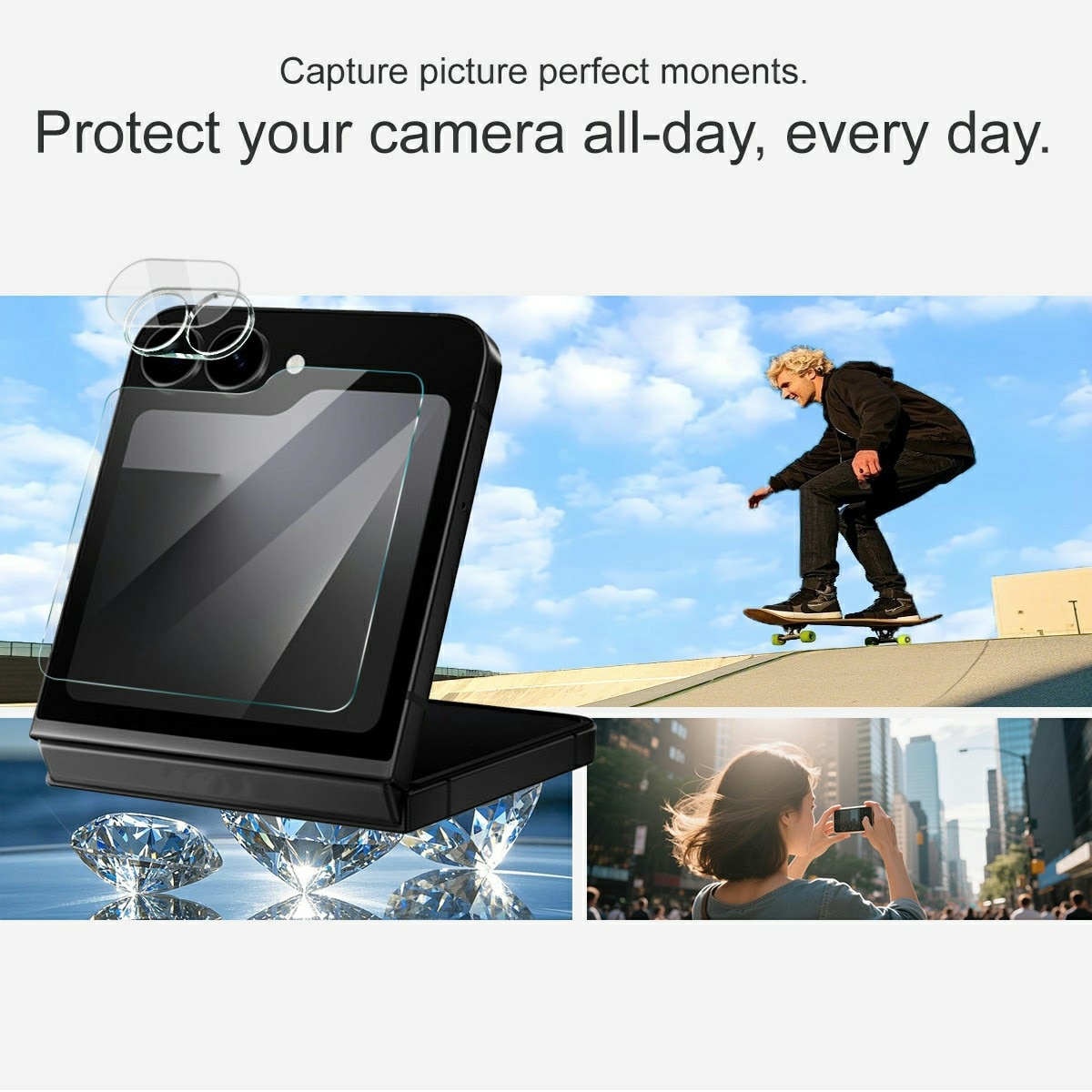 Gehard Glas Camera Protector + Screenprotector Voorkant Samsung Galaxy Z Flip 7 FE Transparant