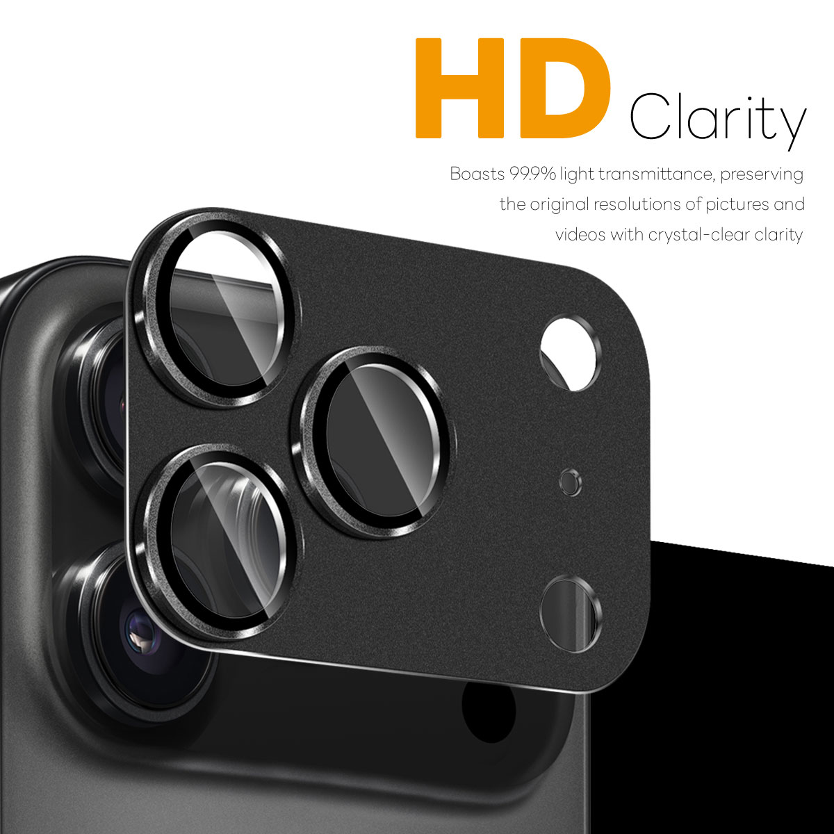 iPhone 17 Pro Camera Protector Gehard Glas Metaal Zwart