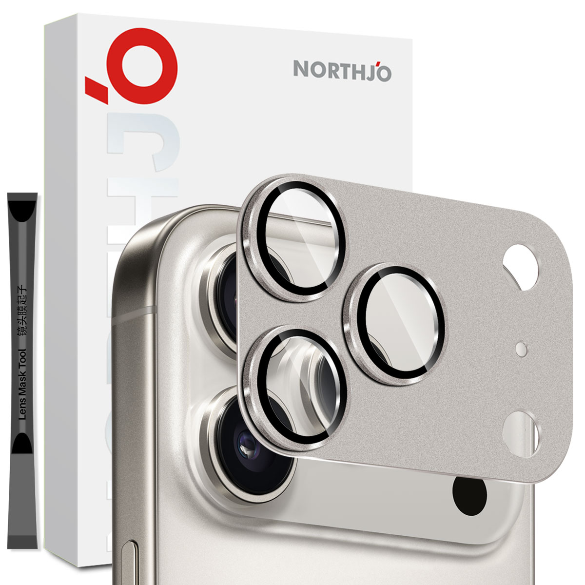 iPhone 17 Pro Camera Protector Gehard Glas Metaal Grijs