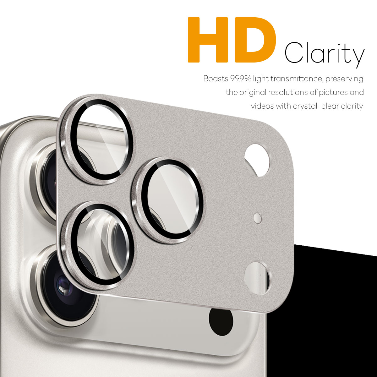 iPhone 17 Pro Camera Protector Gehard Glas Metaal Grijs