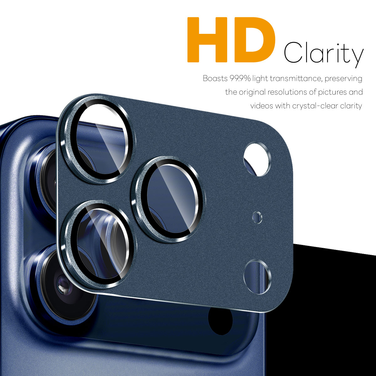 iPhone 17 Pro Camera Protector Gehard Glas Metaal Blauw
