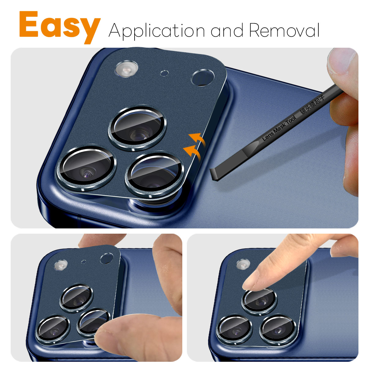 iPhone 17 Pro Camera Protector Gehard Glas Metaal Blauw