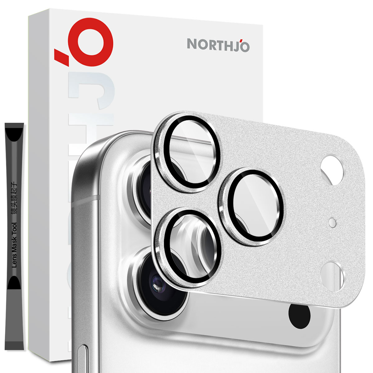 iPhone 17 Pro Camera Protector Gehard Glas Metaal Zilver