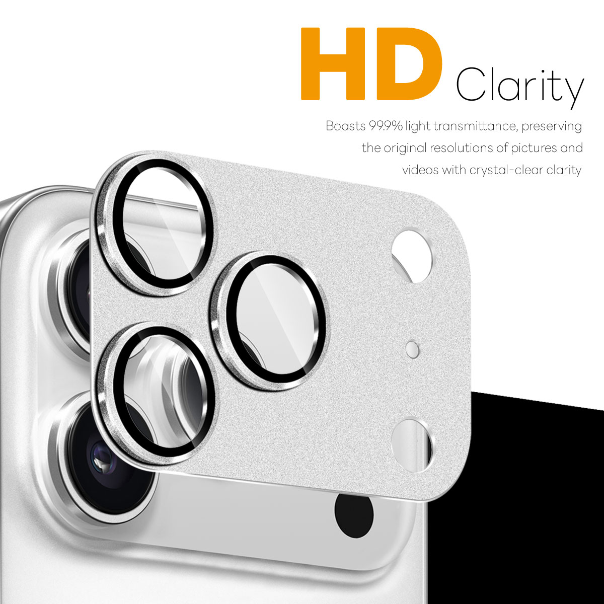 iPhone 17 Pro Camera Protector Gehard Glas Metaal Zilver