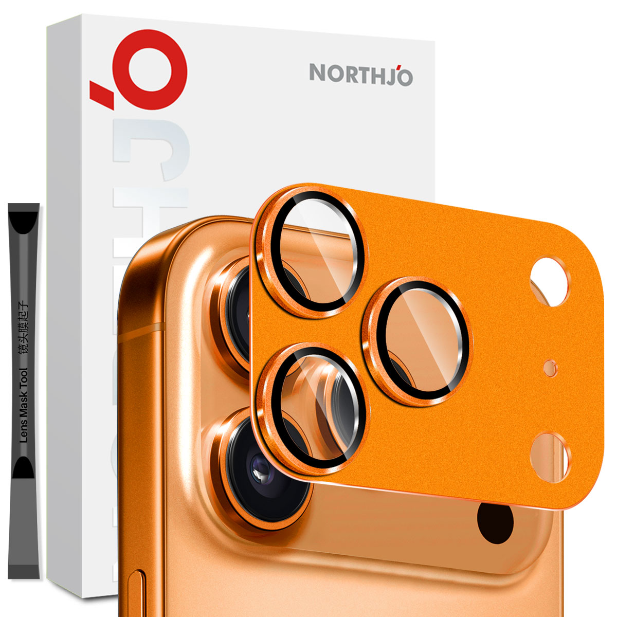 iPhone 17 Pro Max Camera Protector Gehard Glas Metaal Oranje