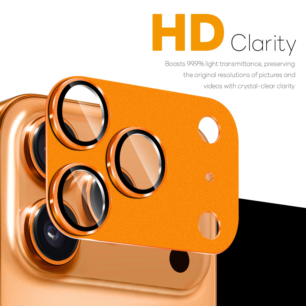 iPhone 17 Pro Max Camera Protector Gehard Glas Metaal Oranje