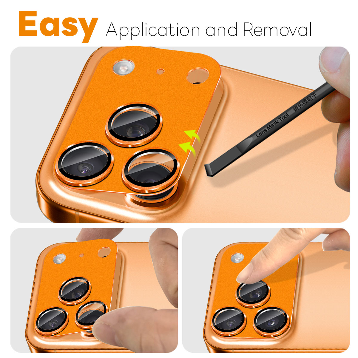 iPhone 17 Pro Max Camera Protector Gehard Glas Metaal Oranje