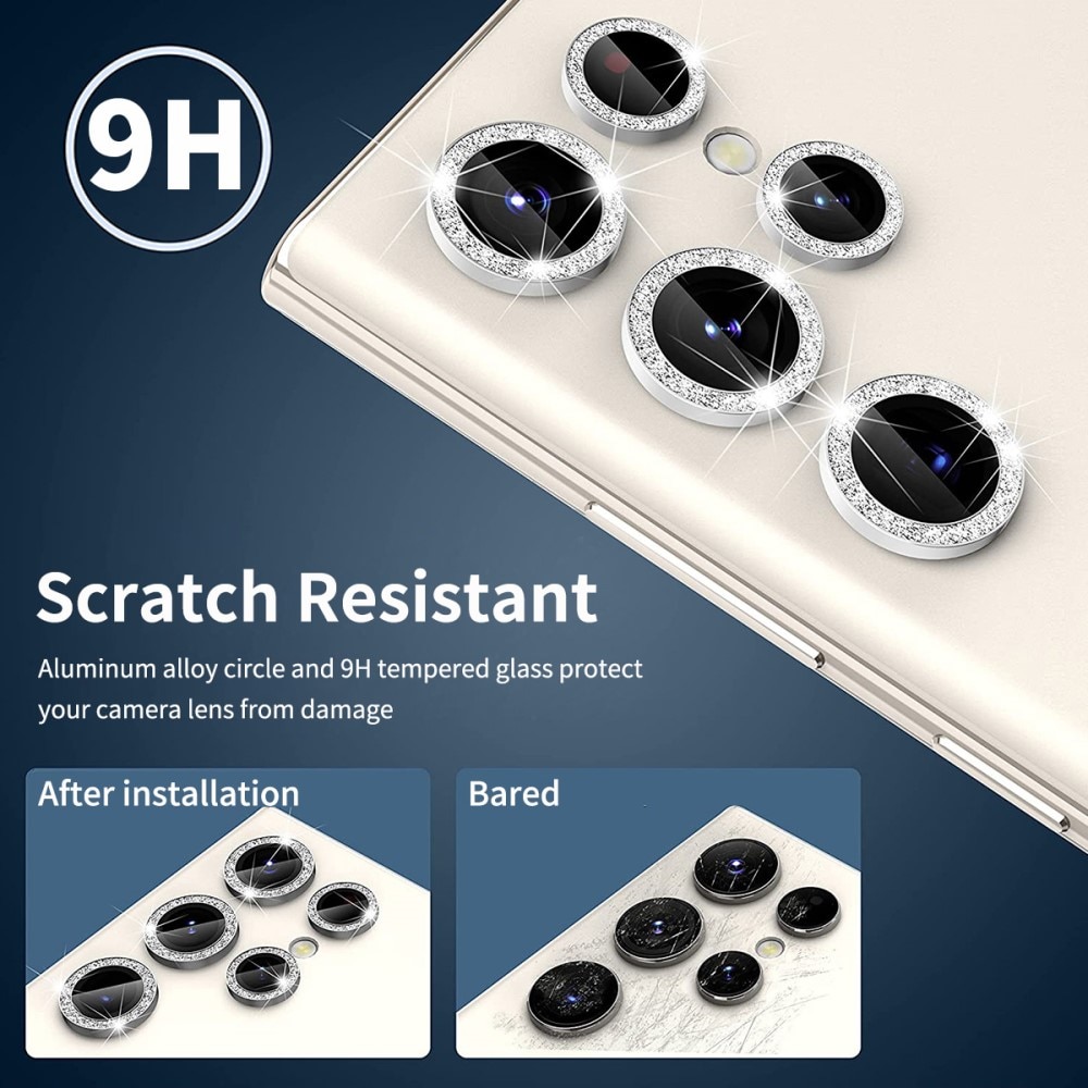 Gehard Glas Camera Protector Aluminium Schitteren Samsung Galaxy S23 Ultra zilver