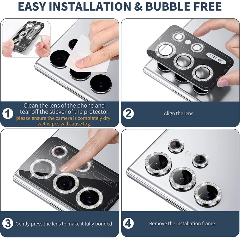 Gehard Glas Camera Protector Aluminium Schitteren Samsung Galaxy S23 Ultra goud