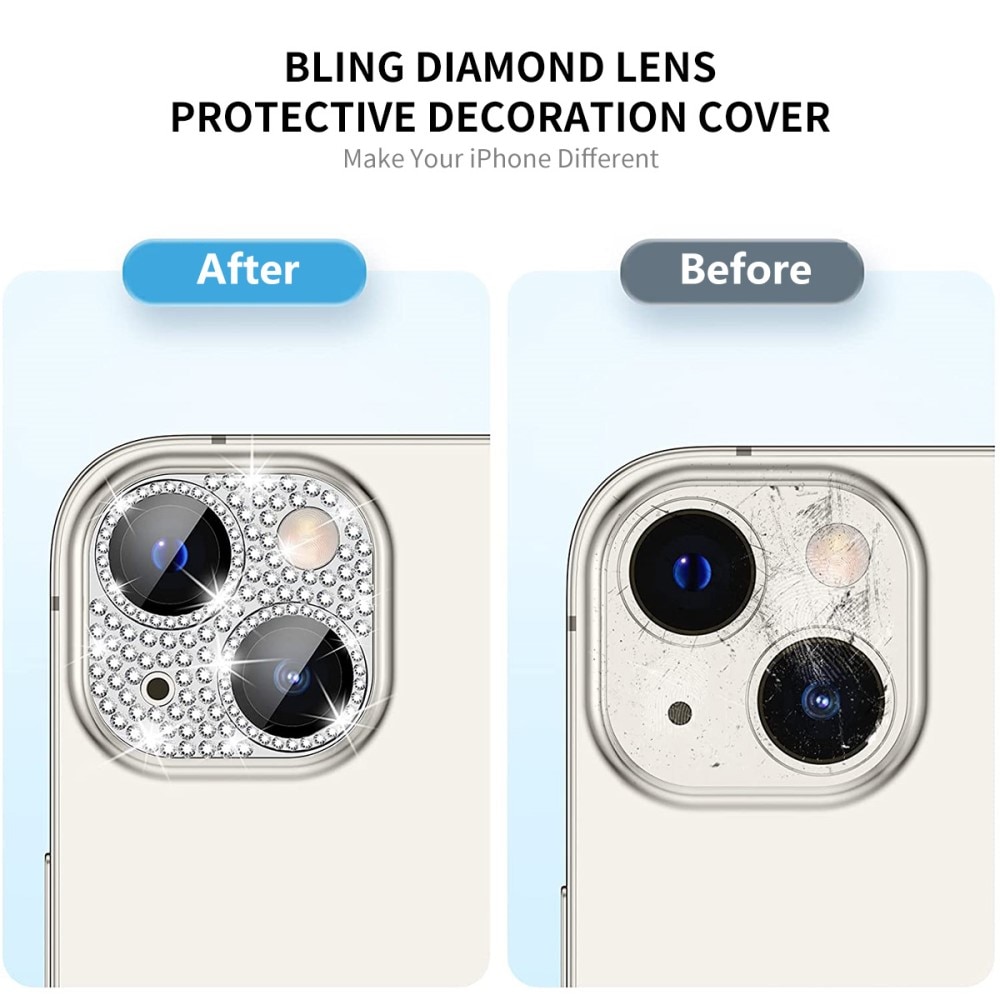 Gehard Glas Glitter Camera Protector Aluminium iPhone 14 Plus zilver