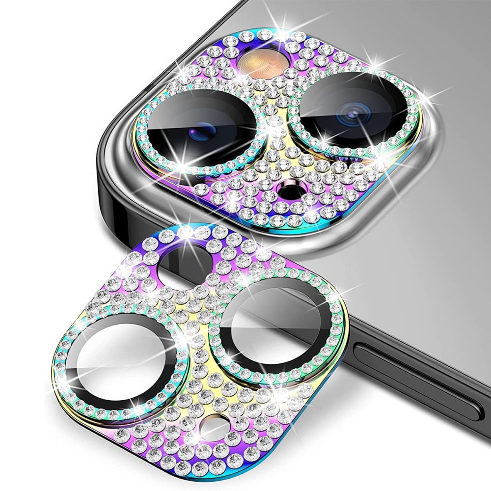 Gehard Glas Glitter Camera Protector Aluminium iPhone 14 Regenboog