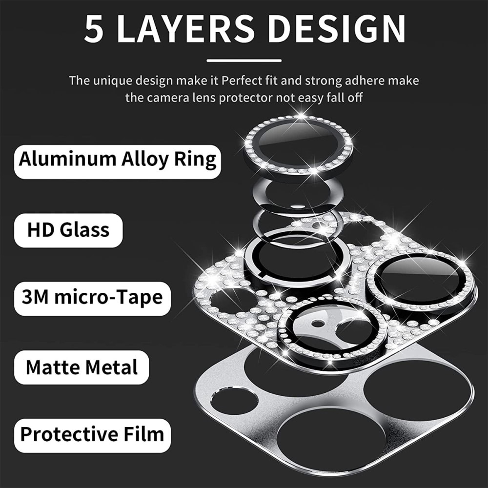 Gehard Glas Glitter Camera Protector Aluminium iPhone 12 Pro Max lichtblauw