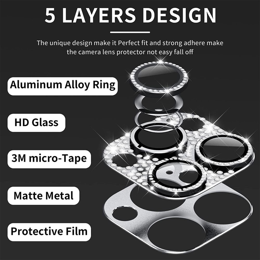 Gehard Glas Glitter Camera Protector Aluminium iPhone 14 Pro zwart