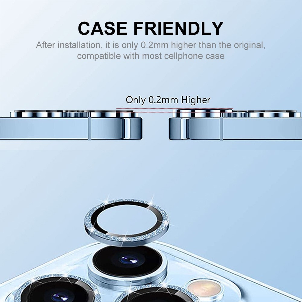 Gehard Glas Camera Protector Aluminium Schitteren iPhone 15 Plus lichtblauw