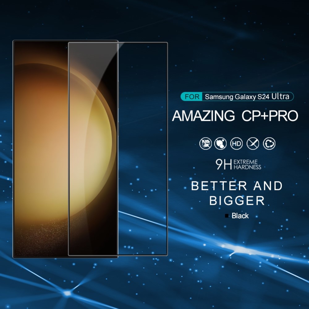 Amazing CP+PRO Gehard Glas Screenprotector Samsung Galaxy S24 Ultra zwart