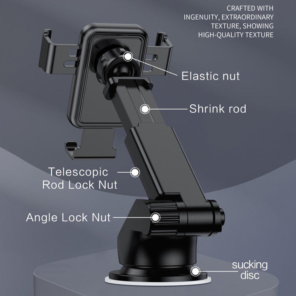 KSC-715B Telescopic Dashboard Car Phone Holder zwart