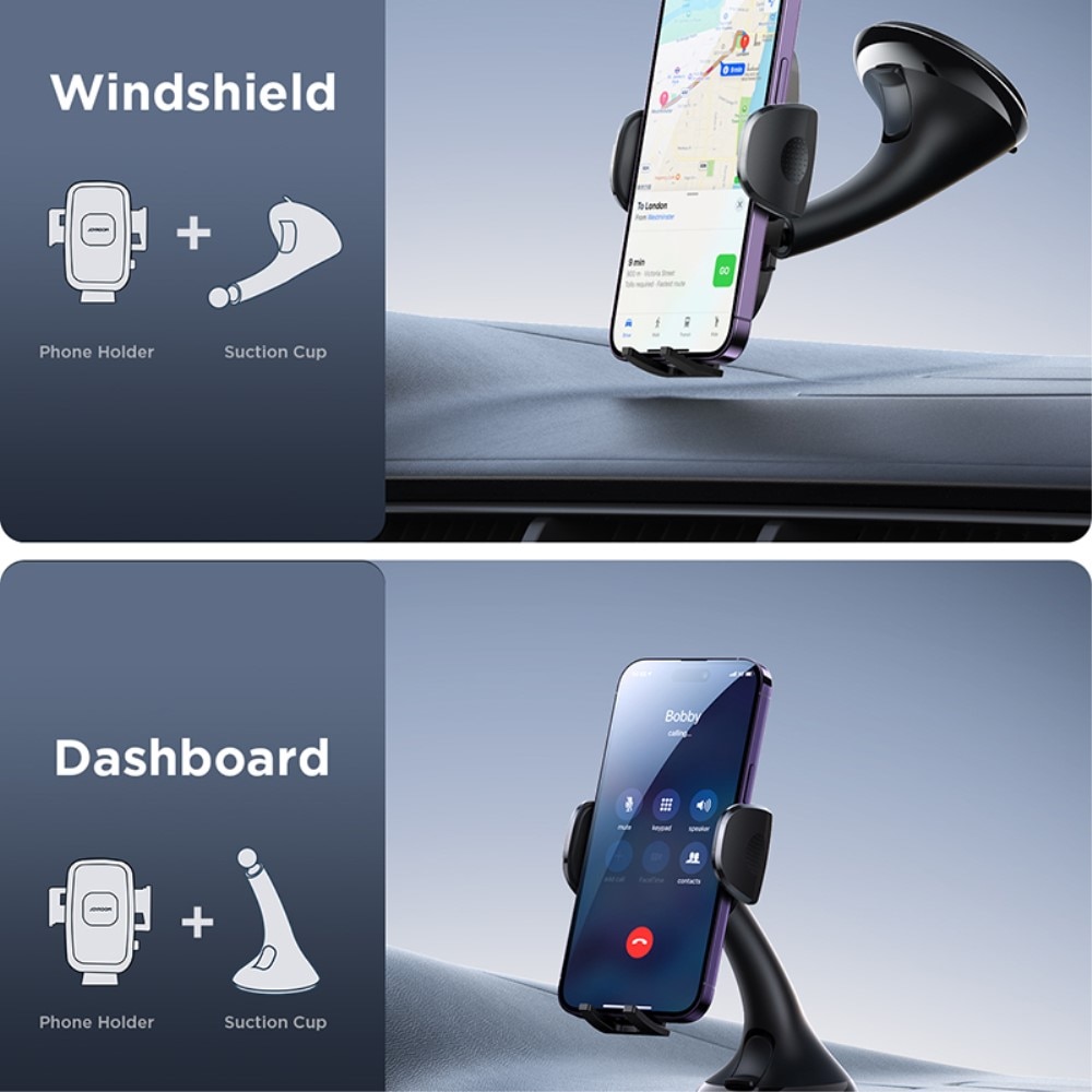 JR-ZS259 Windshield/Dashboard Mechanical Car Phone Holder Zwart
