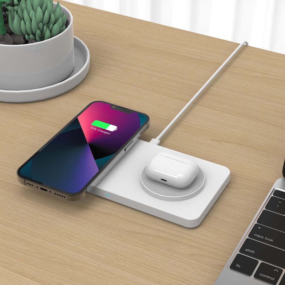 2-in-1 Magnetische Draadloze Oplaadpad 30W Wit