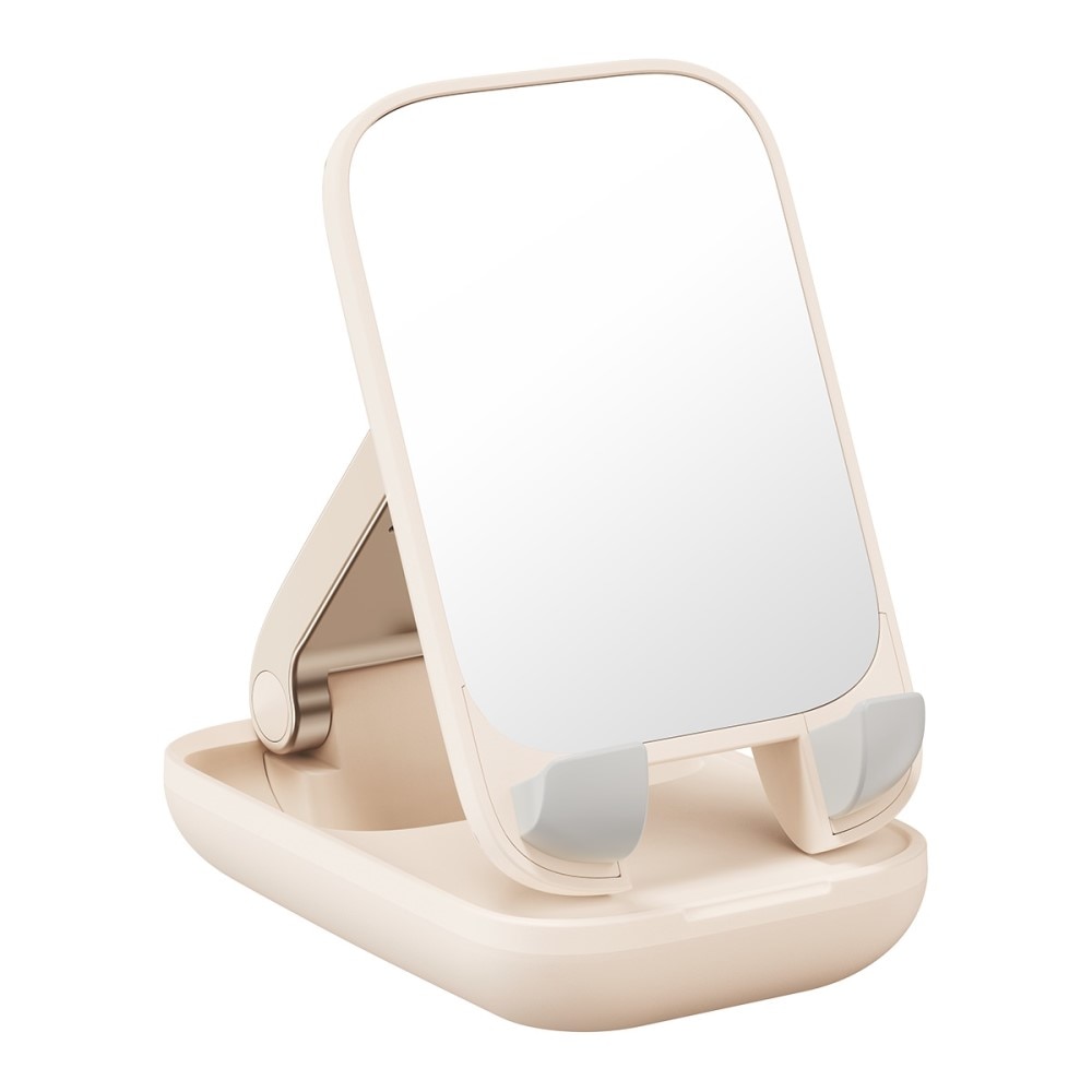 Opvouwbare Tafelstandaard met Spiegel voor Mobiel, beige