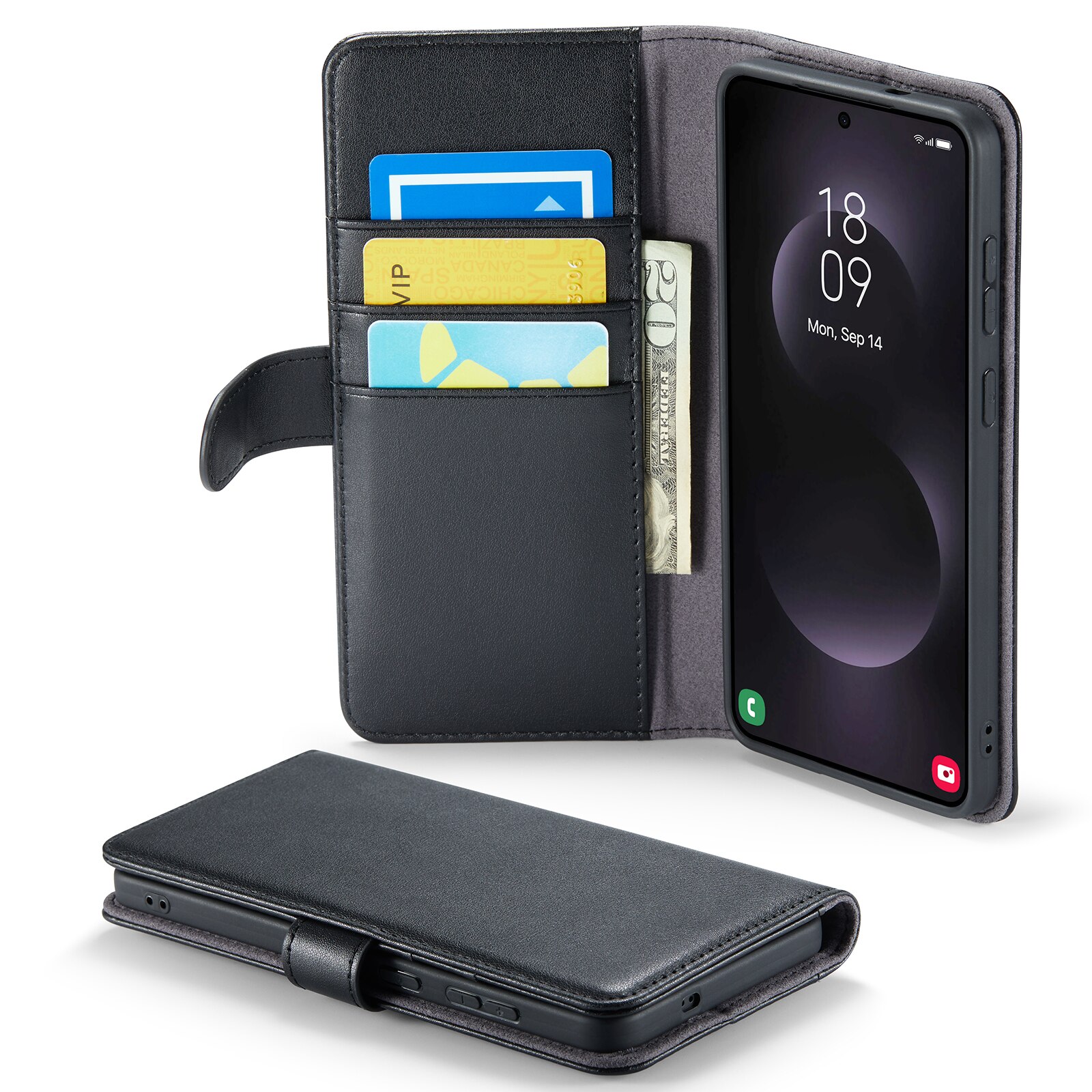 Samsung Galaxy S25 Edge Echt lederen hoesje Zwart