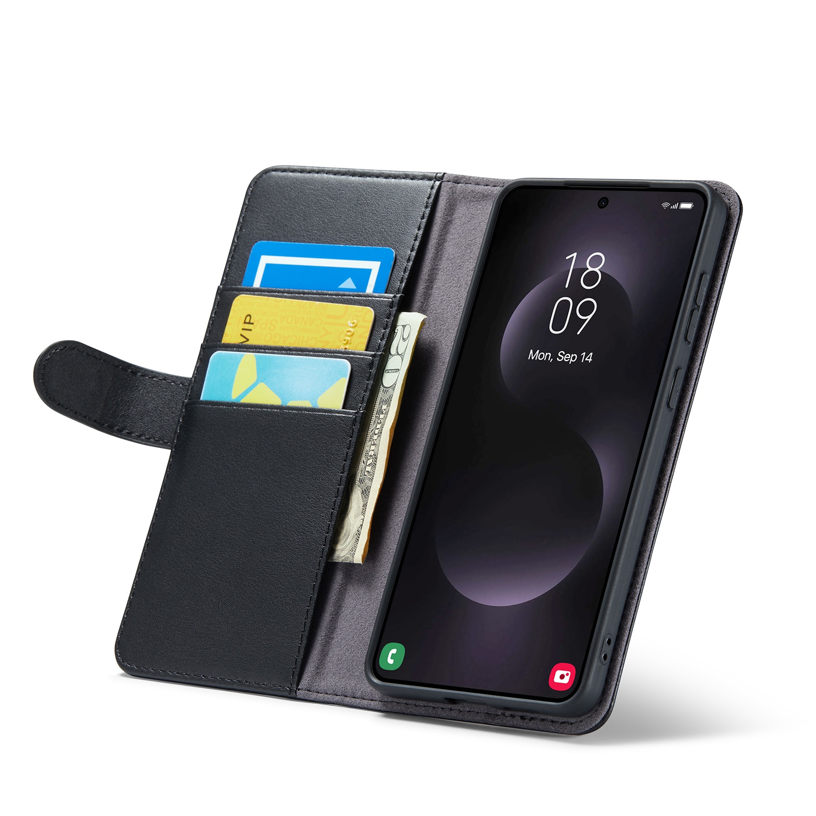 Samsung Galaxy S25 Edge Echt lederen hoesje Zwart
