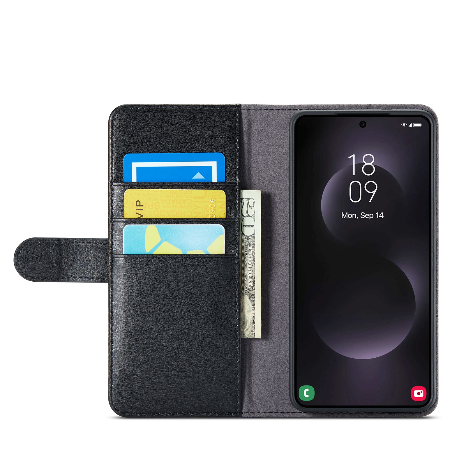 Samsung Galaxy S25 Edge Echt lederen hoesje Zwart