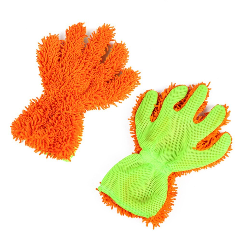 Dubbelzijdige microvezelhandschoen oranje/groen