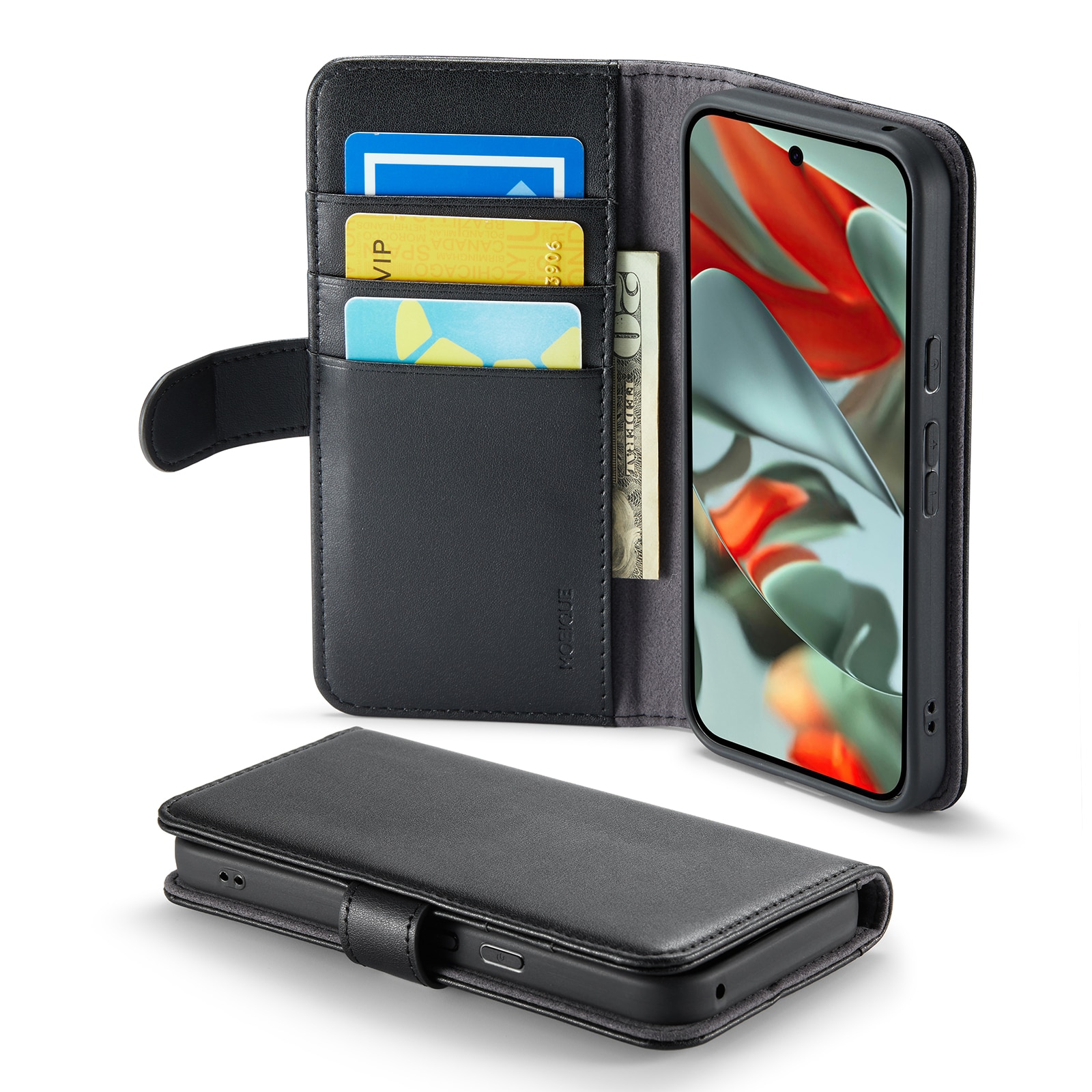 Google Pixel 10 Pro Echt lederen hoesje Zwart